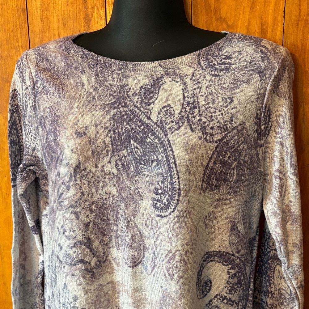 Chico's Lavender-Purple Paisley Long Sleeve Sweater